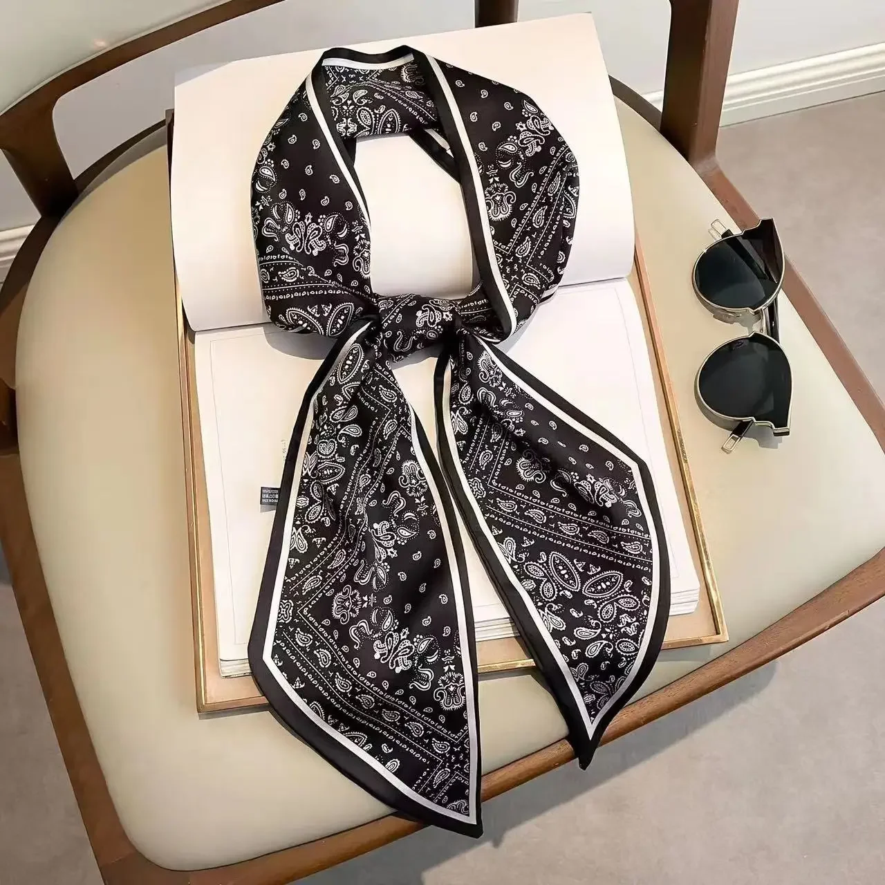 Women Bags Branded - Écharpe fine imprimée à carreaux, bandeau