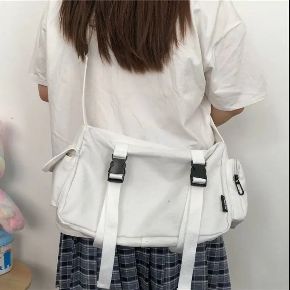 Women'S Japanese Bags - Sac à Bandoulière Noir avec Poches